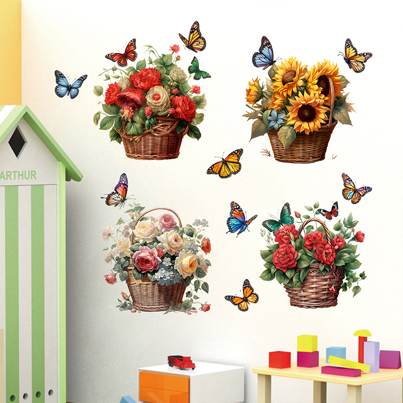 Adesivi murali rimovibili con farfalle floreali
