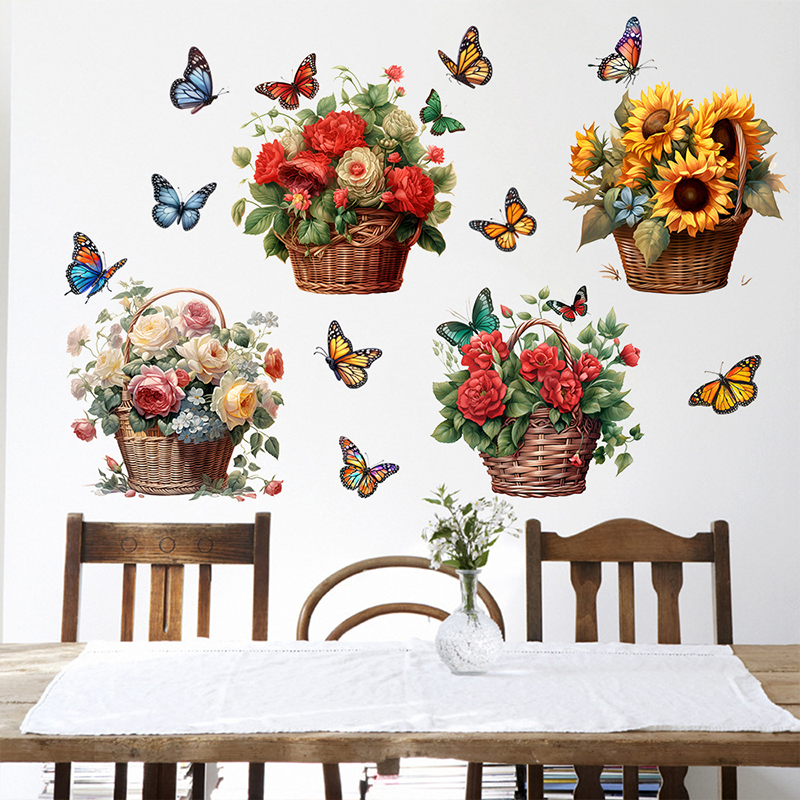 Adesivi murali rimovibili con farfalle floreali