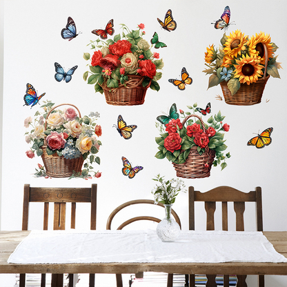 Adesivi murali rimovibili con farfalle floreali