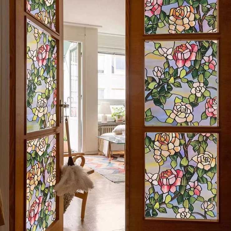 Pellicola per la privacy statica rimovibile Stained Rose