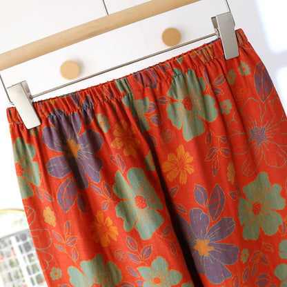 Pigiama a maniche corte in cotone con motivo floreale jacquard