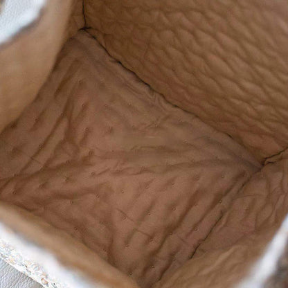Cesto portaoggetti floreale in puro cotone con manici