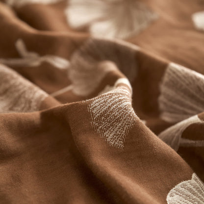 Set di biancheria da letto in garza di cotone con foglie di ginkgo (4 pezzi)