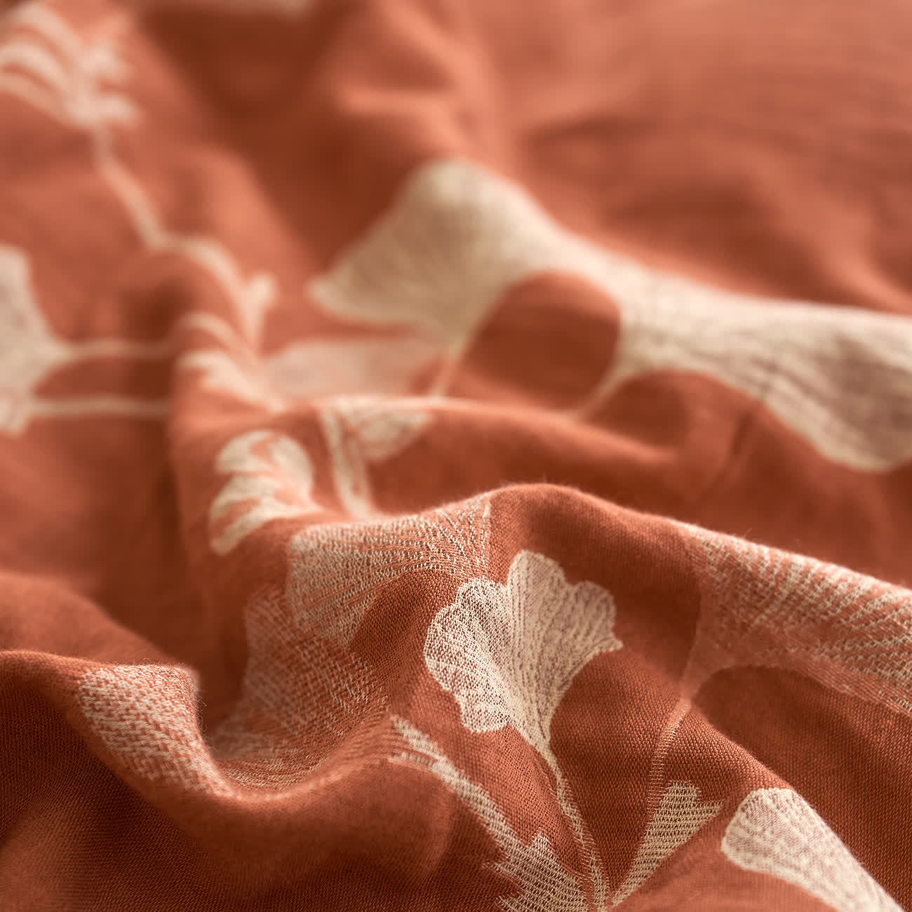 Set di biancheria da letto in garza di cotone con foglie di ginkgo (4 pezzi)