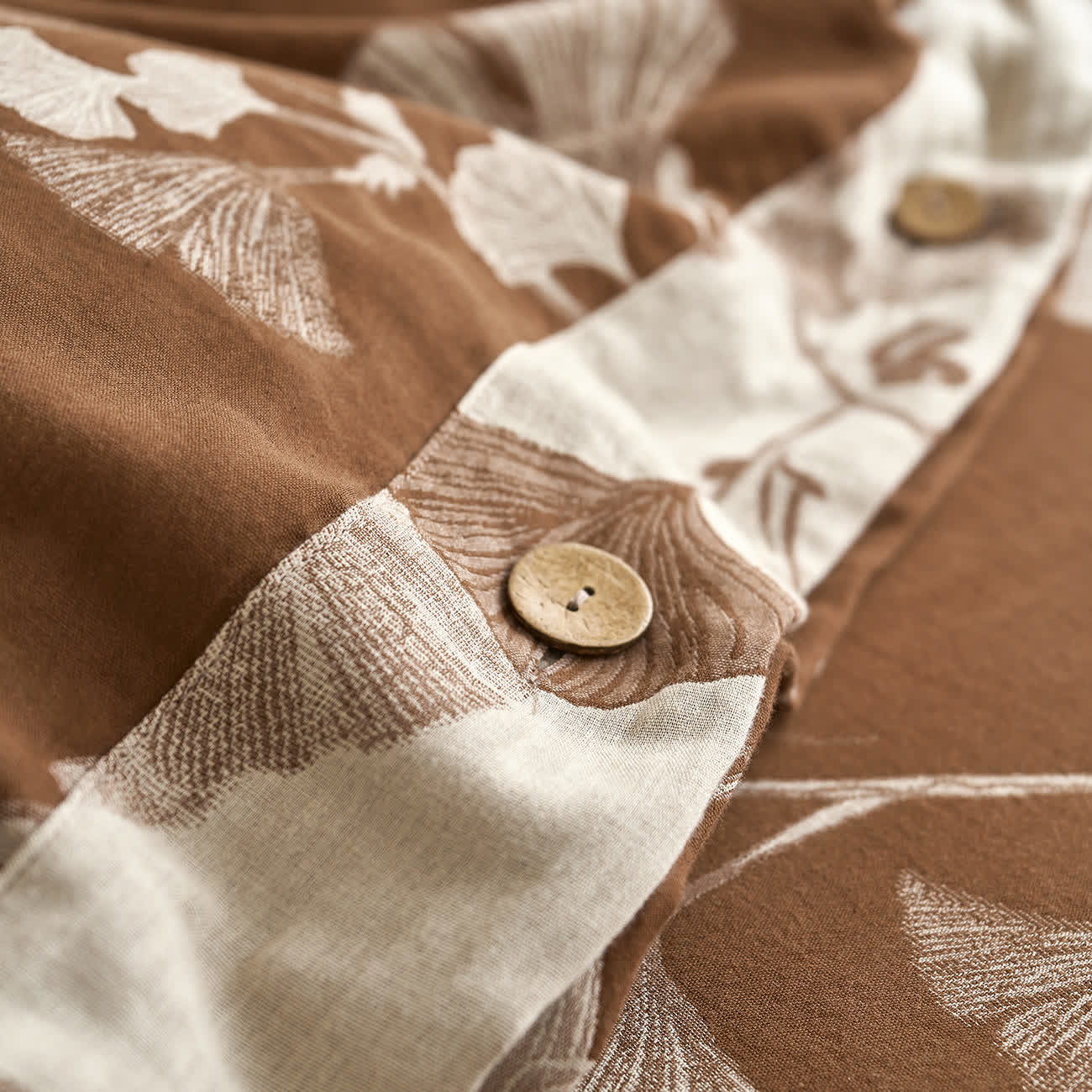 Set di biancheria da letto in garza di cotone con foglie di ginkgo (4 pezzi)