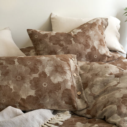 Set di biancheria da letto in garza di cotone floreale tinto in filo (4 pezzi)