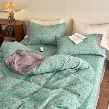 Set di biancheria da letto in garza di cotone con bottoni floreali Refresh (4 pezzi)