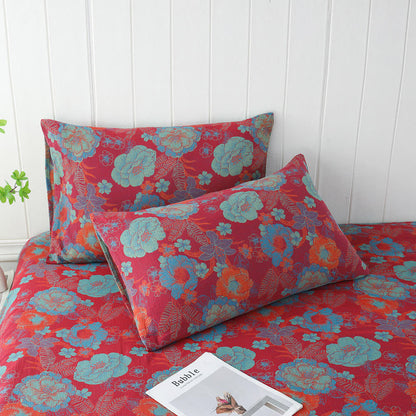 Federe in garza a doppio strato con motivo floreale jacquard (2 pezzi)