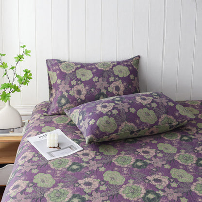 Federe in garza a doppio strato con motivo floreale jacquard (2 pezzi)