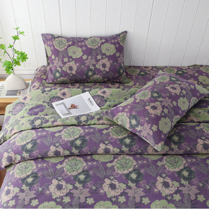 Federe in garza a doppio strato con motivo floreale jacquard (2 pezzi)