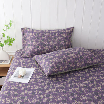 Federe morbide in garza di cotone jacquard floreale (2 pezzi)
