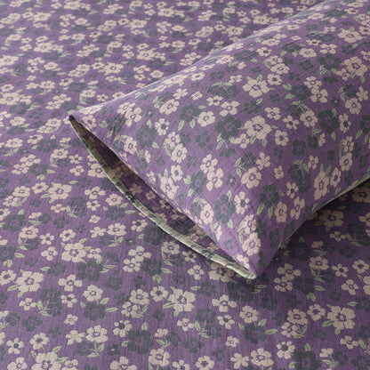 Federe morbide in garza di cotone jacquard floreale (2 pezzi)