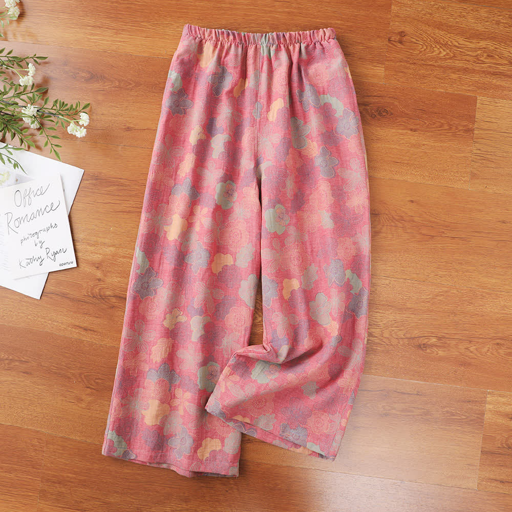Pantaloni del pigiama in garza di cotone jacquard tinto in filo