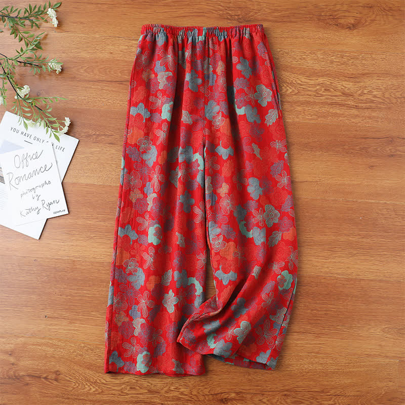 Pantaloni del pigiama in garza di cotone jacquard tinto in filo