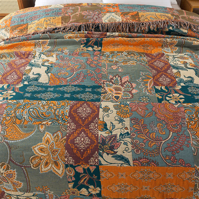 Coperta reversibile per divano in garza di cotone bohémien
