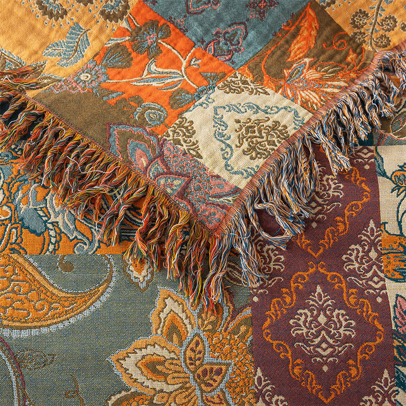 Coperta reversibile per divano in garza di cotone bohémien