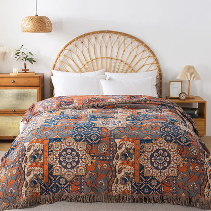 Coperta reversibile con nappe in garza di cotone marocchino