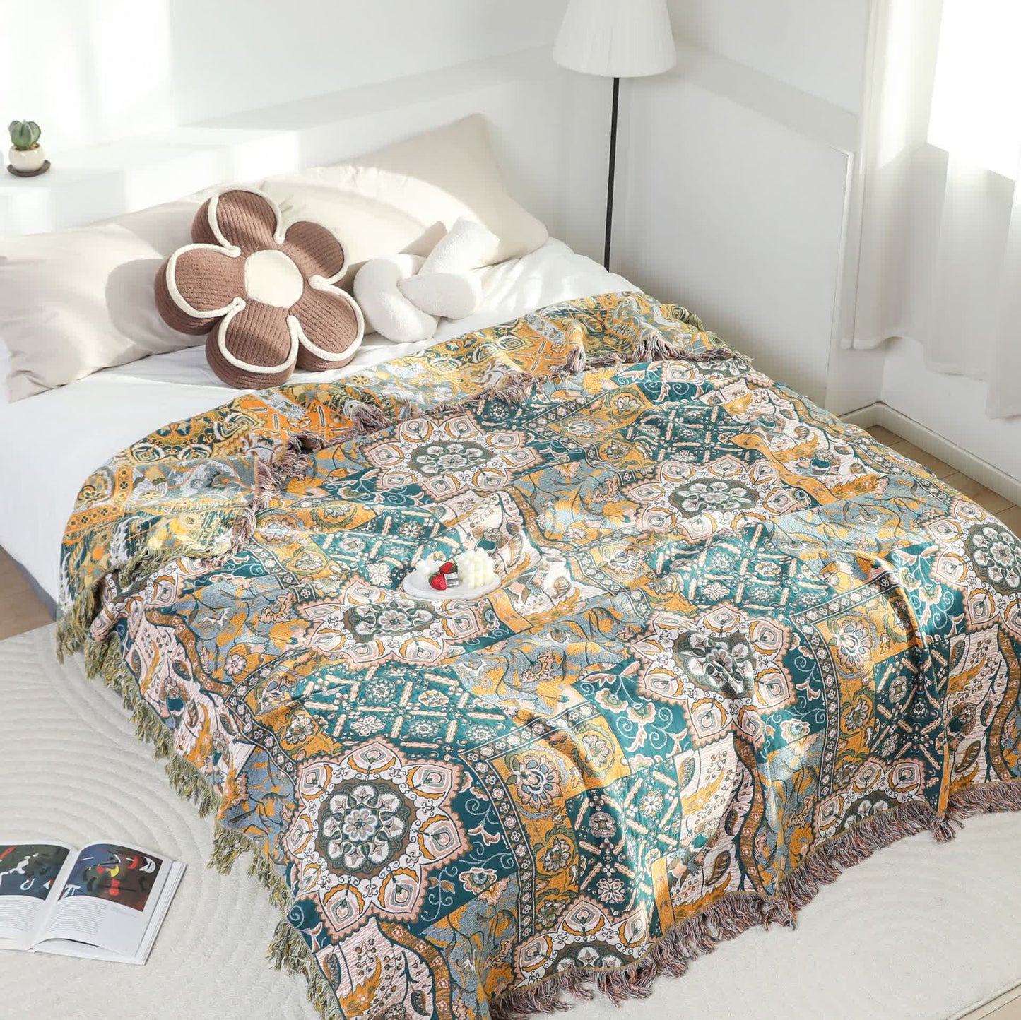 Trapunta reversibile con nappe in garza di cotone marocchino