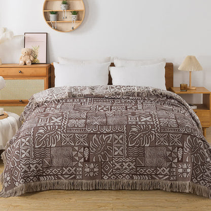 Coperta retrò reversibile in garza di cotone a quattro strati