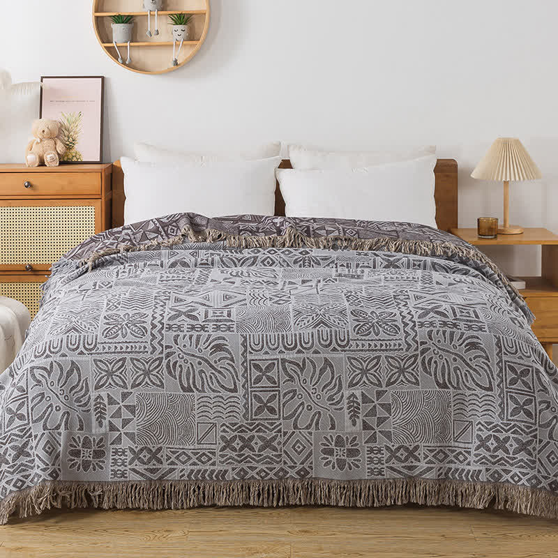 Coperta retrò reversibile in garza di cotone a quattro strati