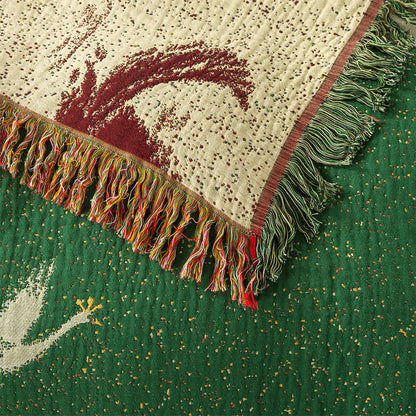 Elegante trapunta reversibile in garza di cotone d'oca con nappe