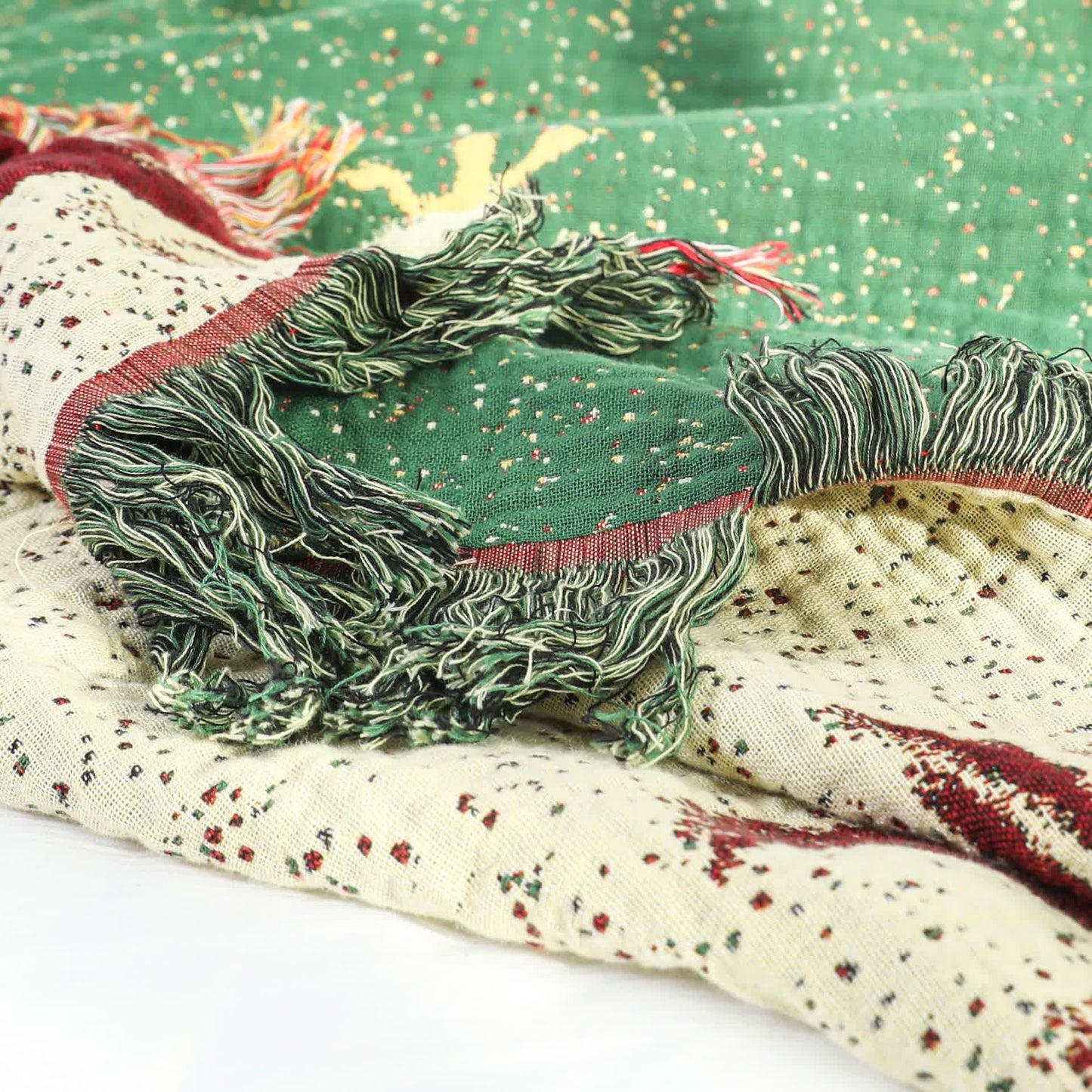 Elegante trapunta reversibile in garza di cotone d'oca con nappe