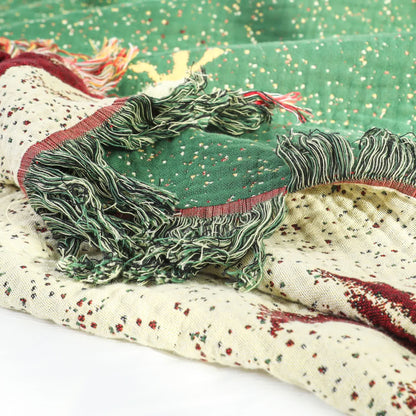 Elegante trapunta reversibile in garza di cotone d'oca con nappe