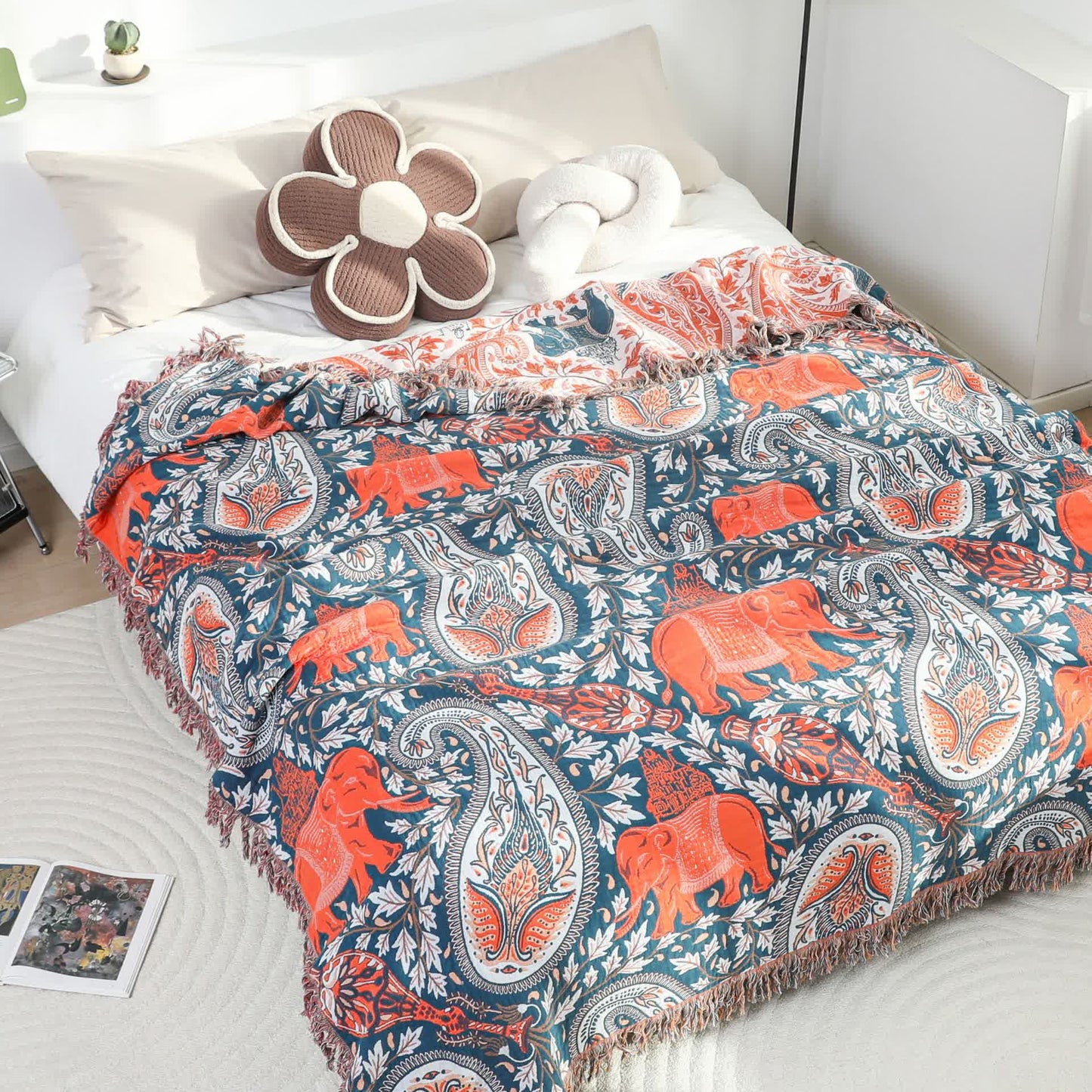 Trapunta leggera in cotone con nappa di elefante Paisley