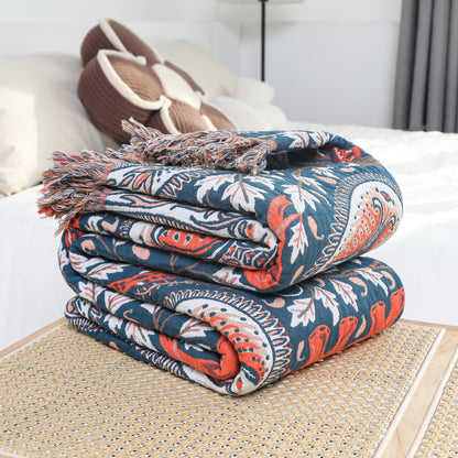 Coperta per divano in cotone con nappa di elefante Paisley