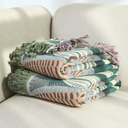 Coperta per divano in garza di cotone e mais rurale con nappe