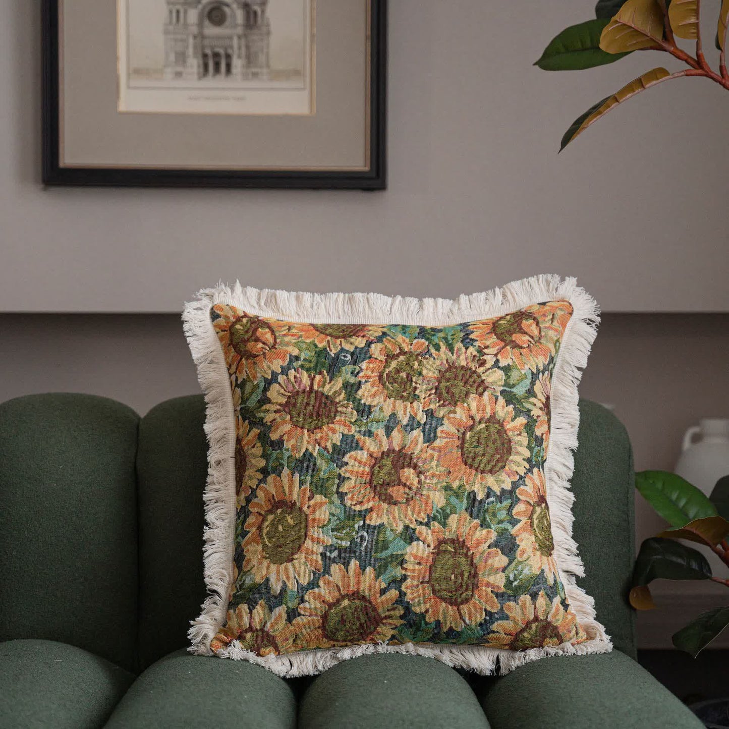 Federa morbida con nappa di girasole rurale in jacquard