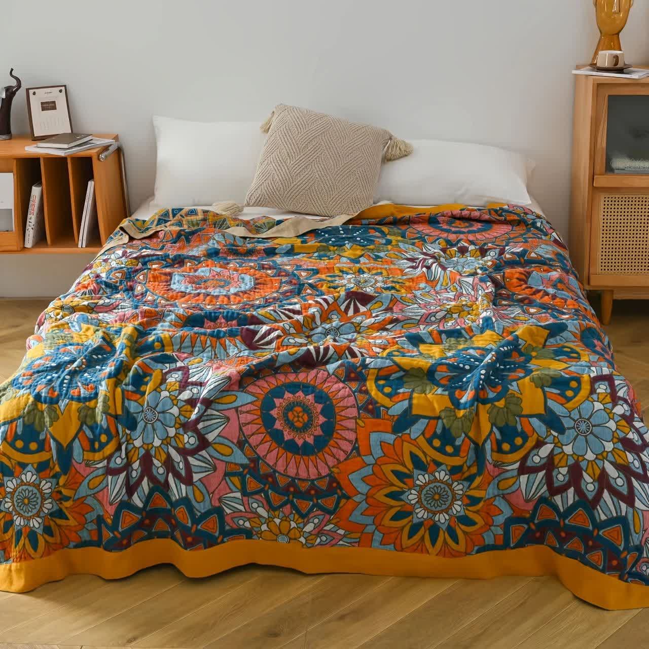 Trapunta leggera in cotone con nappa in stile marocchino