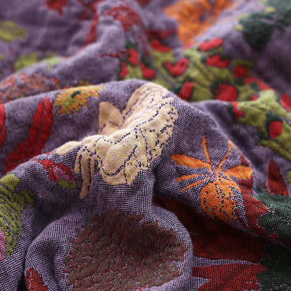 Trapunta in garza di cotone con nappe floreali vintage