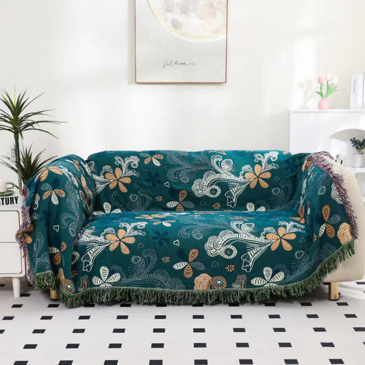 Coperta reversibile in garza di cotone vintage per divano