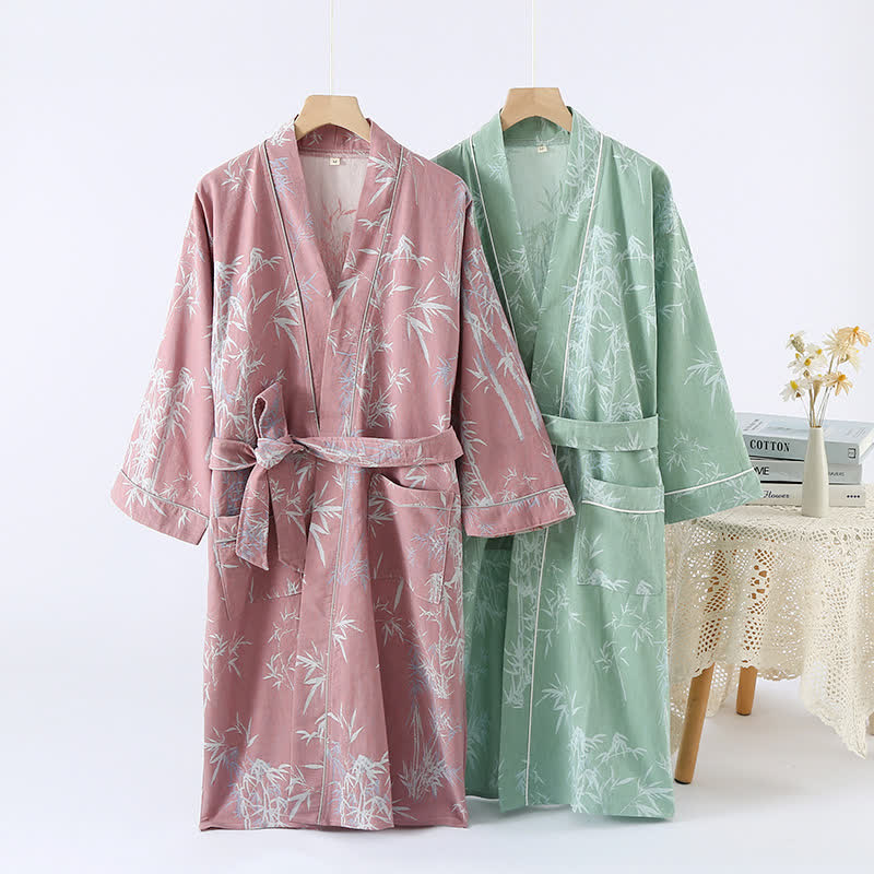 Accappatoio traspirante in cotone e bambù jacquard