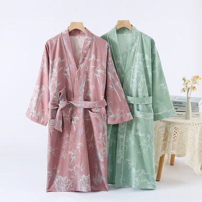 Accappatoio traspirante in cotone e bambù jacquard