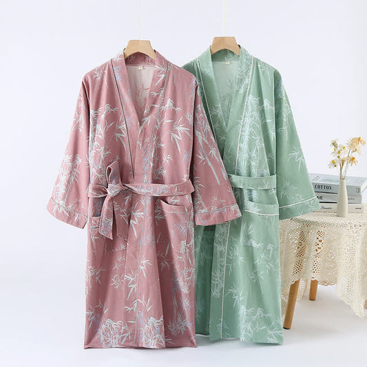 Accappatoio traspirante in cotone e bambù jacquard