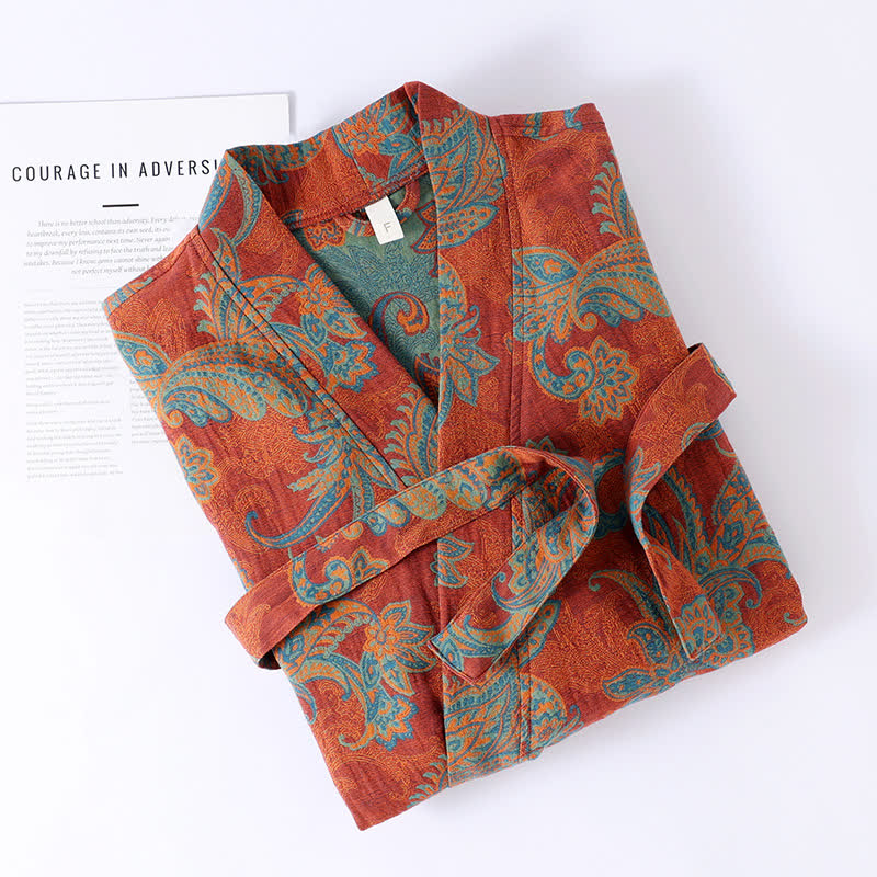 Accappatoio in garza di cotone jacquard retrò ad asciugatura rapida