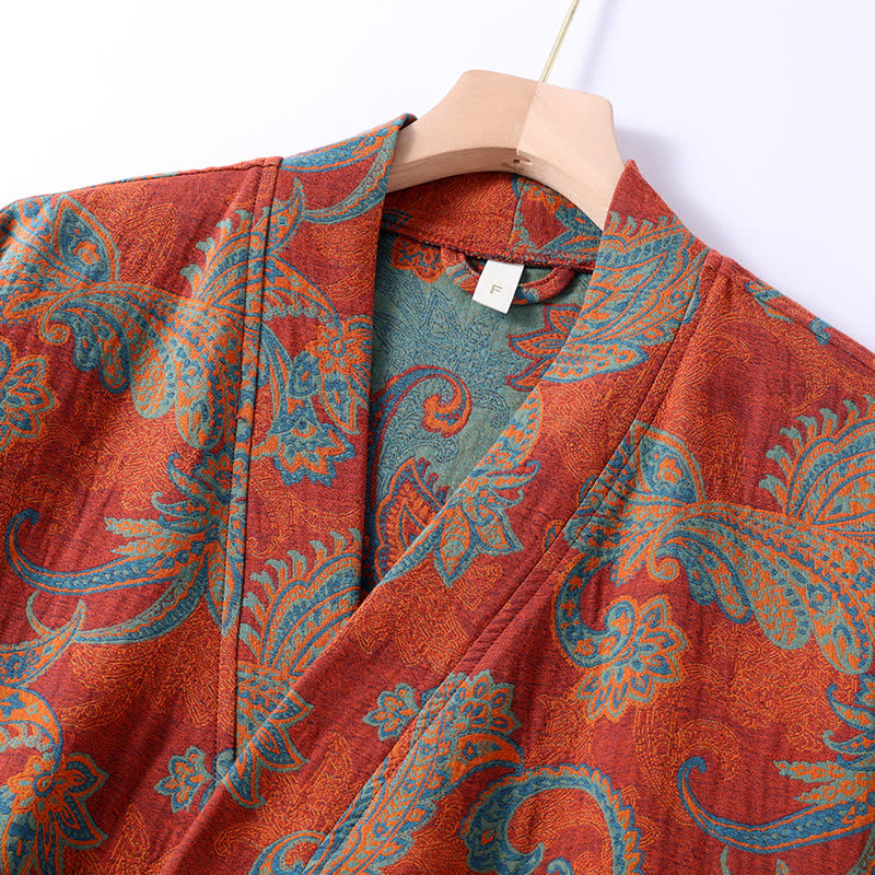 Accappatoio in garza di cotone jacquard retrò ad asciugatura rapida