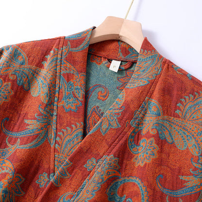 Accappatoio in garza di cotone jacquard retrò ad asciugatura rapida
