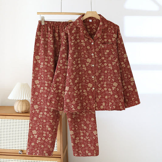 Completo da casa in garza di cotone Jacquard Clover