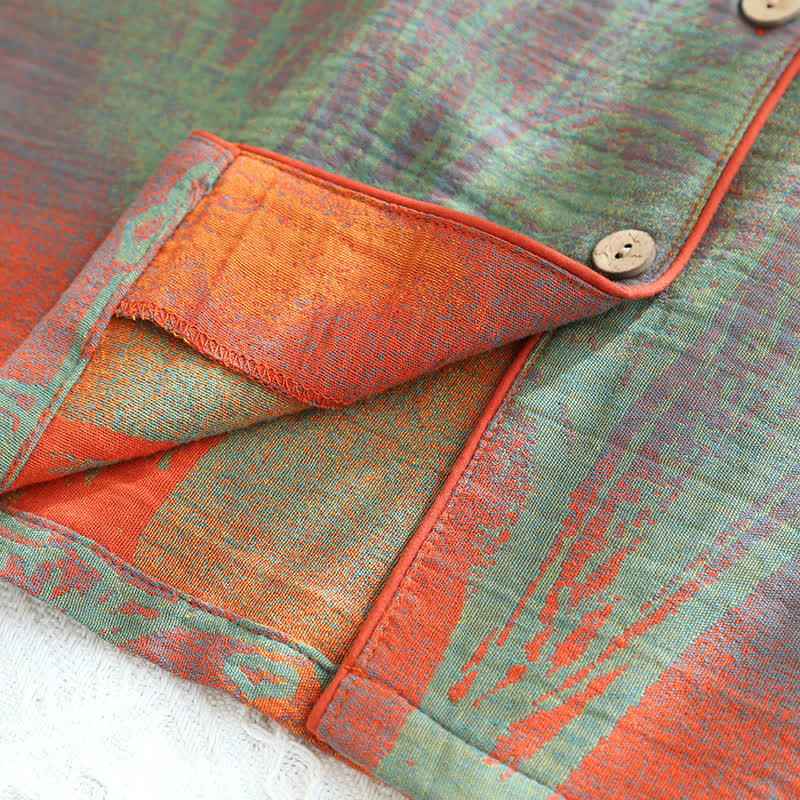 Pigiama in garza di cotone jacquard con scollo a revers