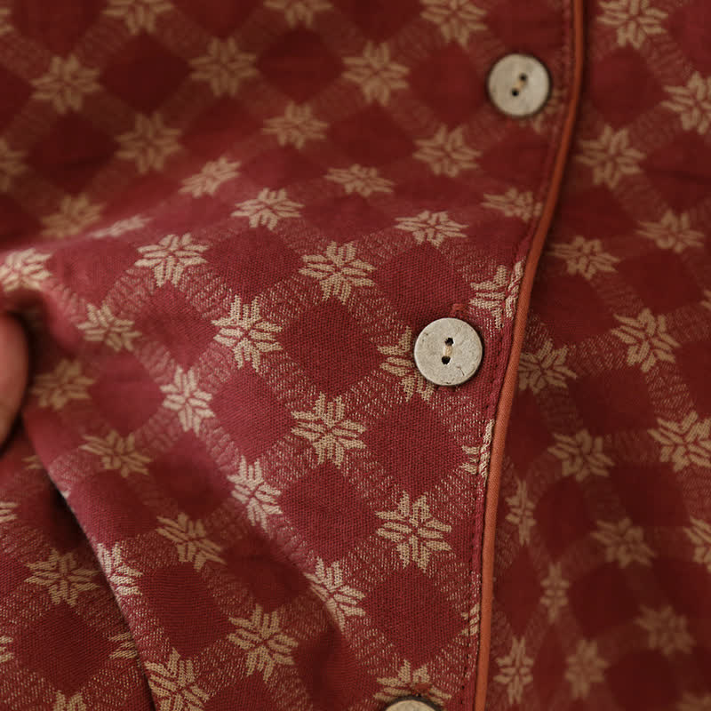 Completo da notte in cardigan in garza di cotone jacquard