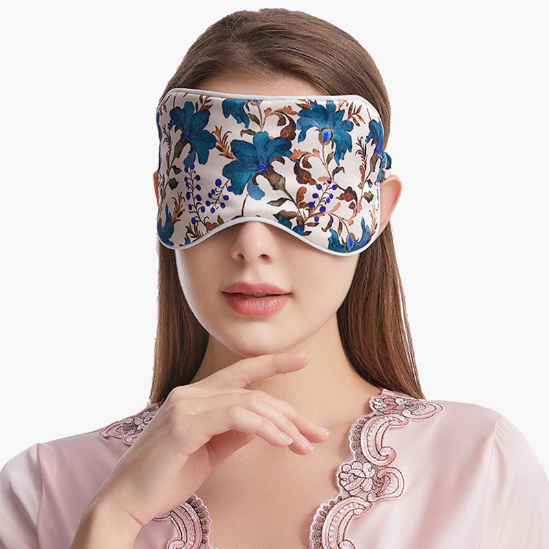 Maschera per dormire con motivo a bouquet di seta