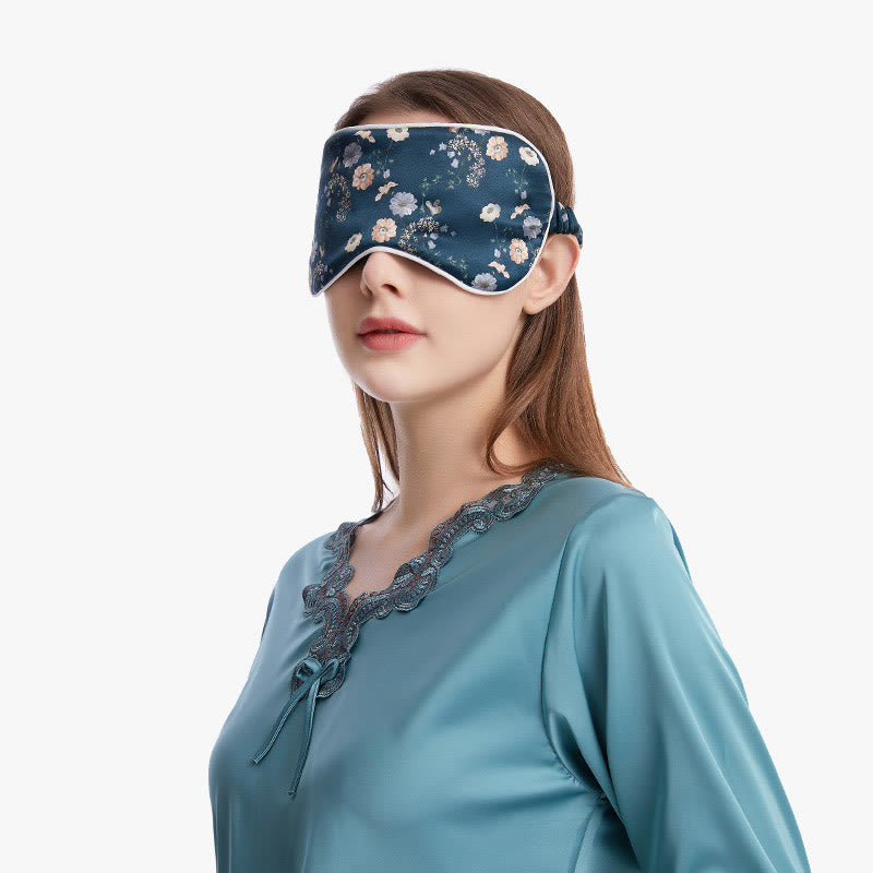 Maschera per dormire con motivo a bouquet di seta