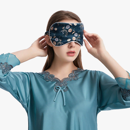 Maschera per dormire con motivo a bouquet di seta