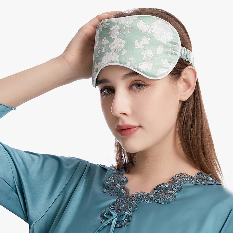 Maschera per dormire con motivo a bouquet di seta