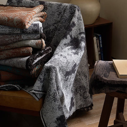 Coperta in cotone vintage con motivo a pizzo tinto in filo
