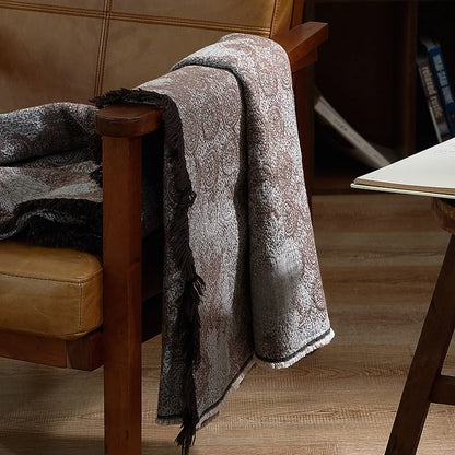 Coperta in cotone vintage con motivo a pizzo tinto in filo