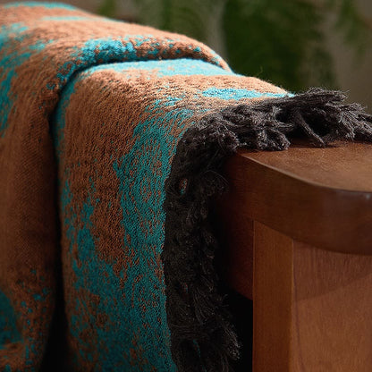 Coperta in cotone vintage con motivo a pizzo tinto in filo